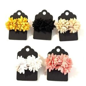 Felt Flower Stud Earrings Lot of 5 Pair